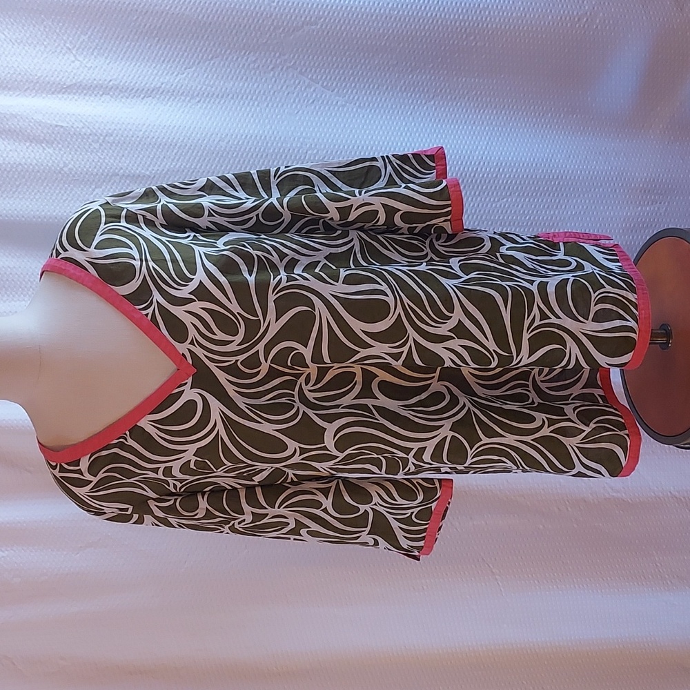 Boden Women's Top Tunic Cover Up Pink  Olive Green White Cotton Lightweight  12